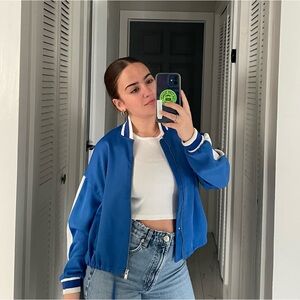 Blue bomber jacket